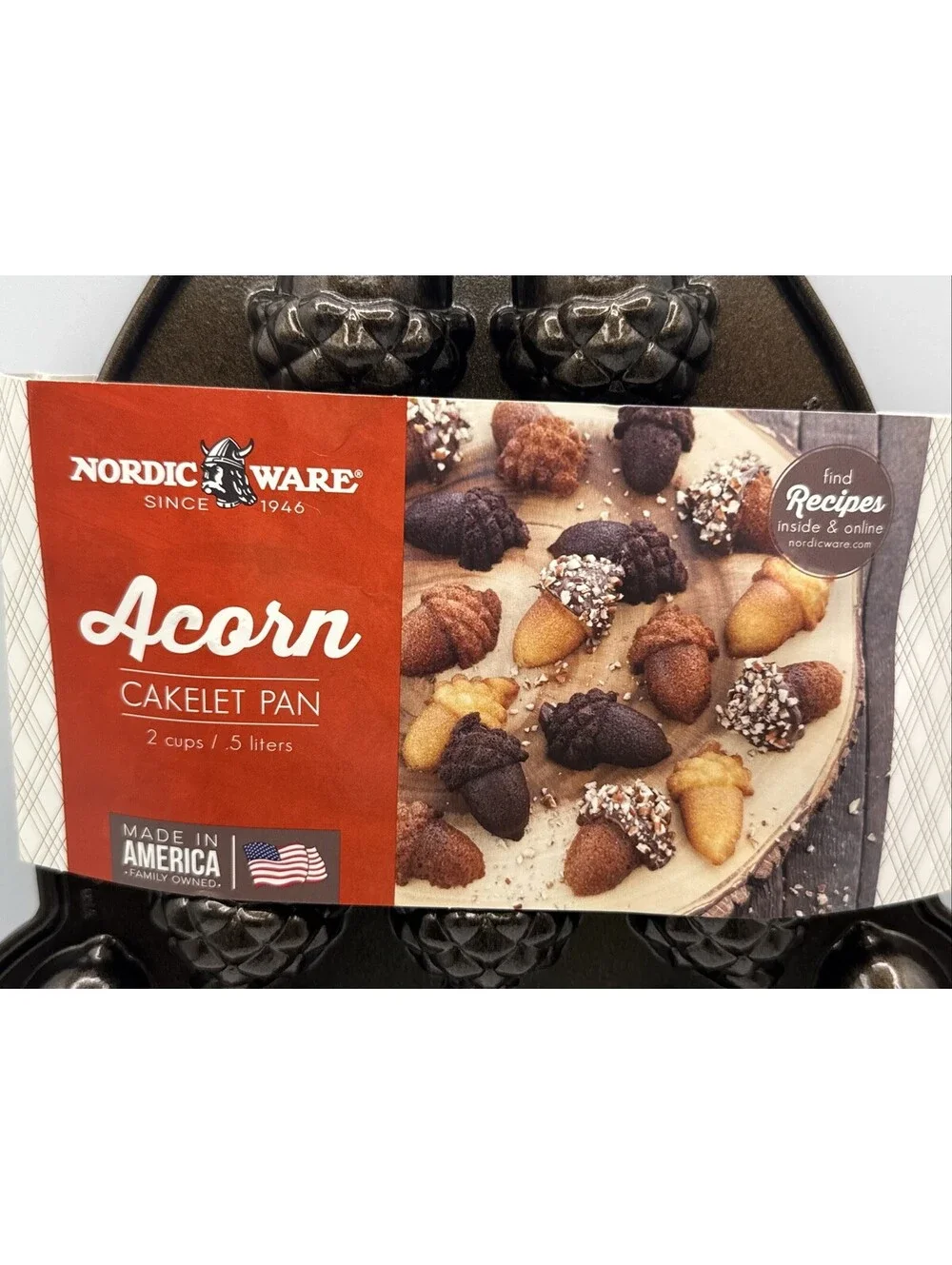 Nordic Ware 18 Acorns Cakelet Baking Pan Tray Mold Cast Aluminum Non-Stick NEW